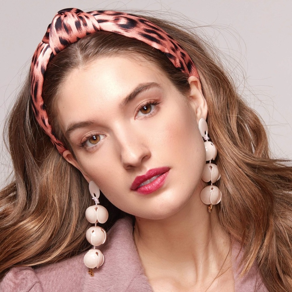 LELE SADOUGHI BLUSH SILK LEOPARD HEADBAND